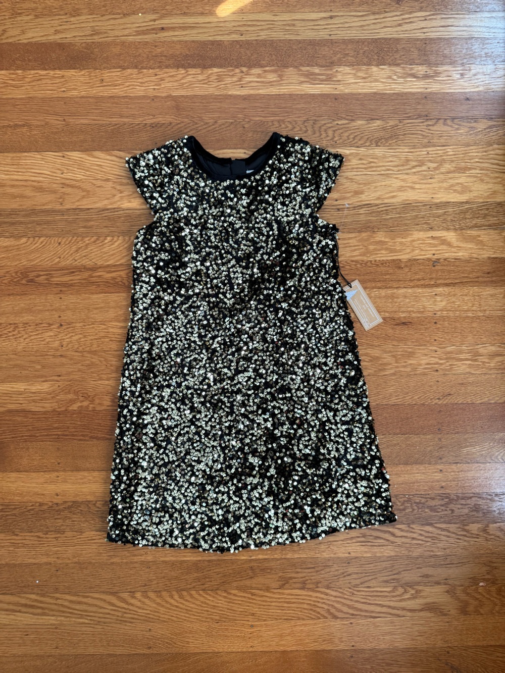 cupcakes & cashmere Black and Gold Sequin Girls' Party Dress